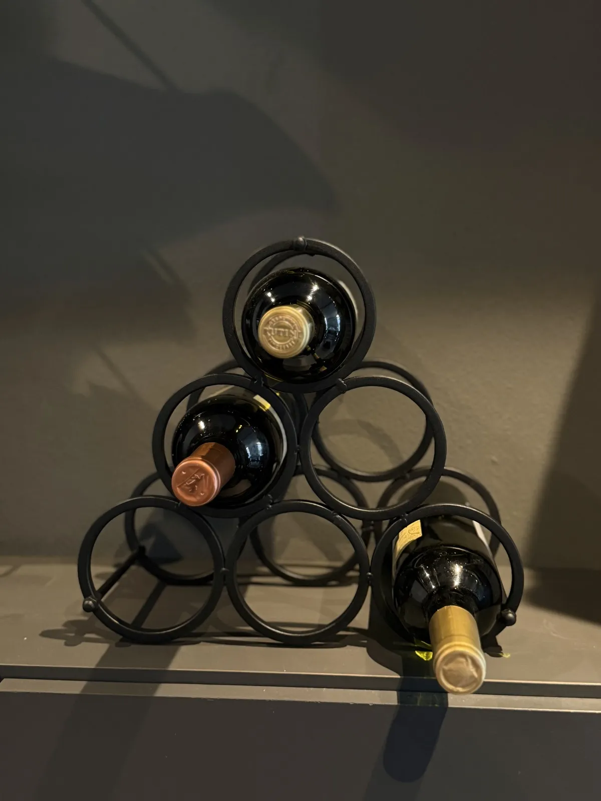 Bodega de Vino 6 Espacios de Hiero Negro 31×14.5×28.5 cm