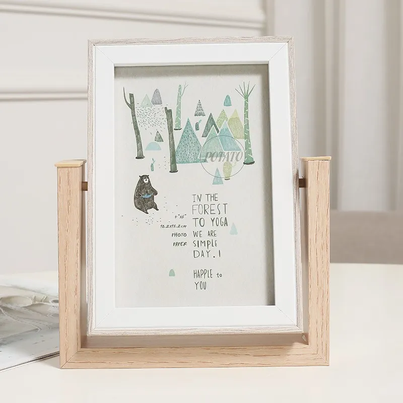 Portaretrato de Madera con Blanco Giratorio Doble Foto 13×18 cm