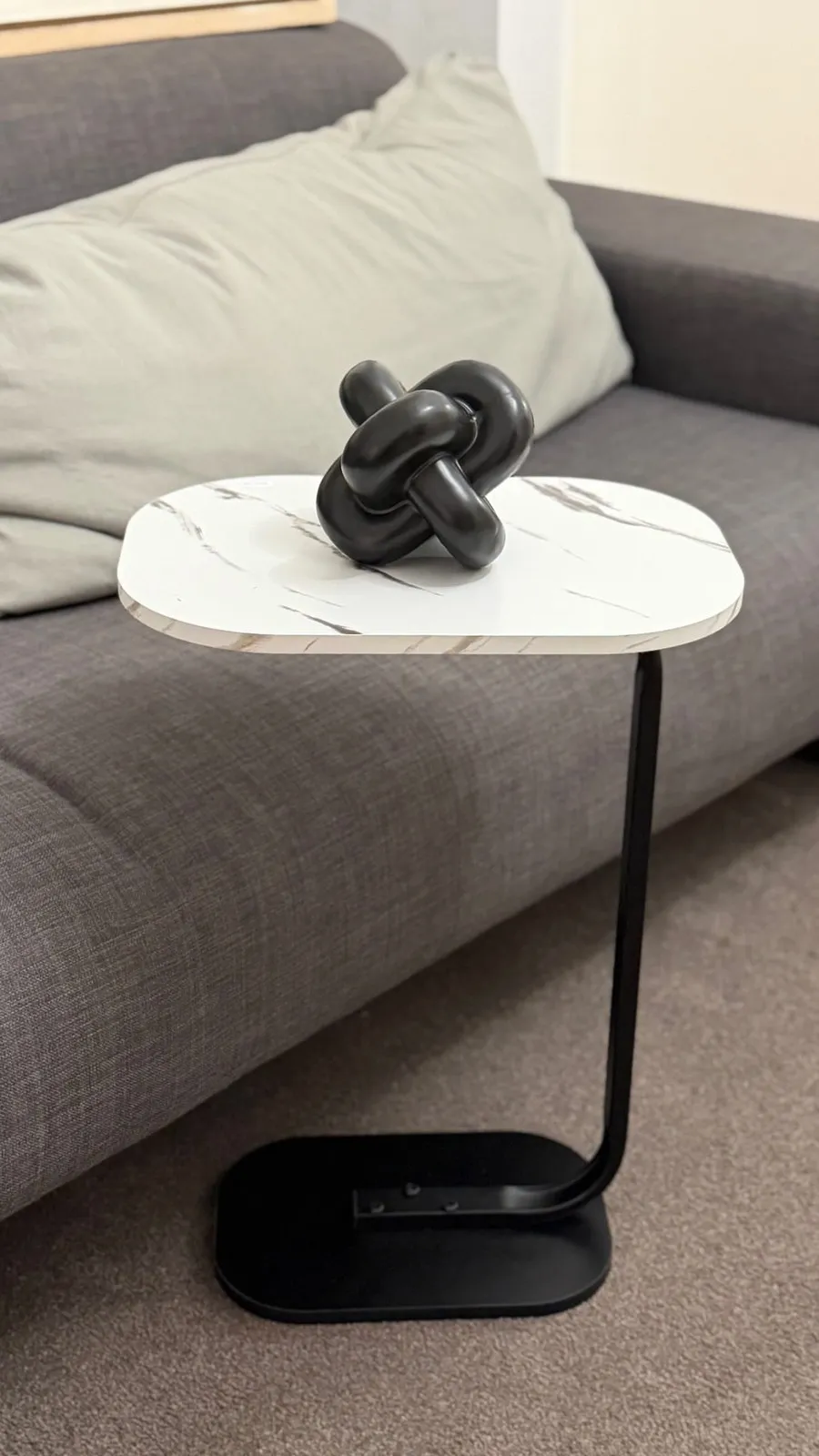 Mesa de Arrime de Hierro y Madera Clara 56×39×28 cm