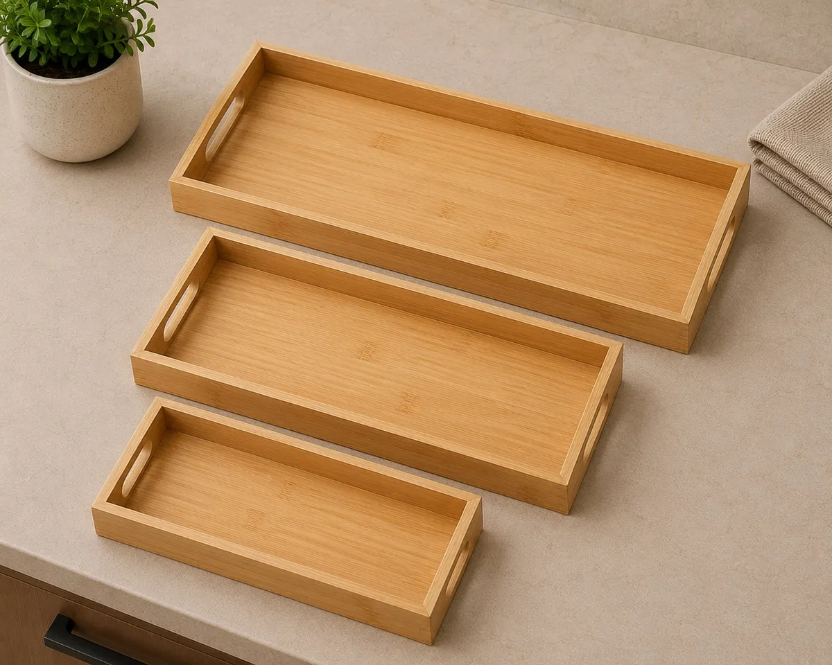 Set 3 Bandejas Bambú Mdf 50×21 cm - 40×18 cm 30×15 cm