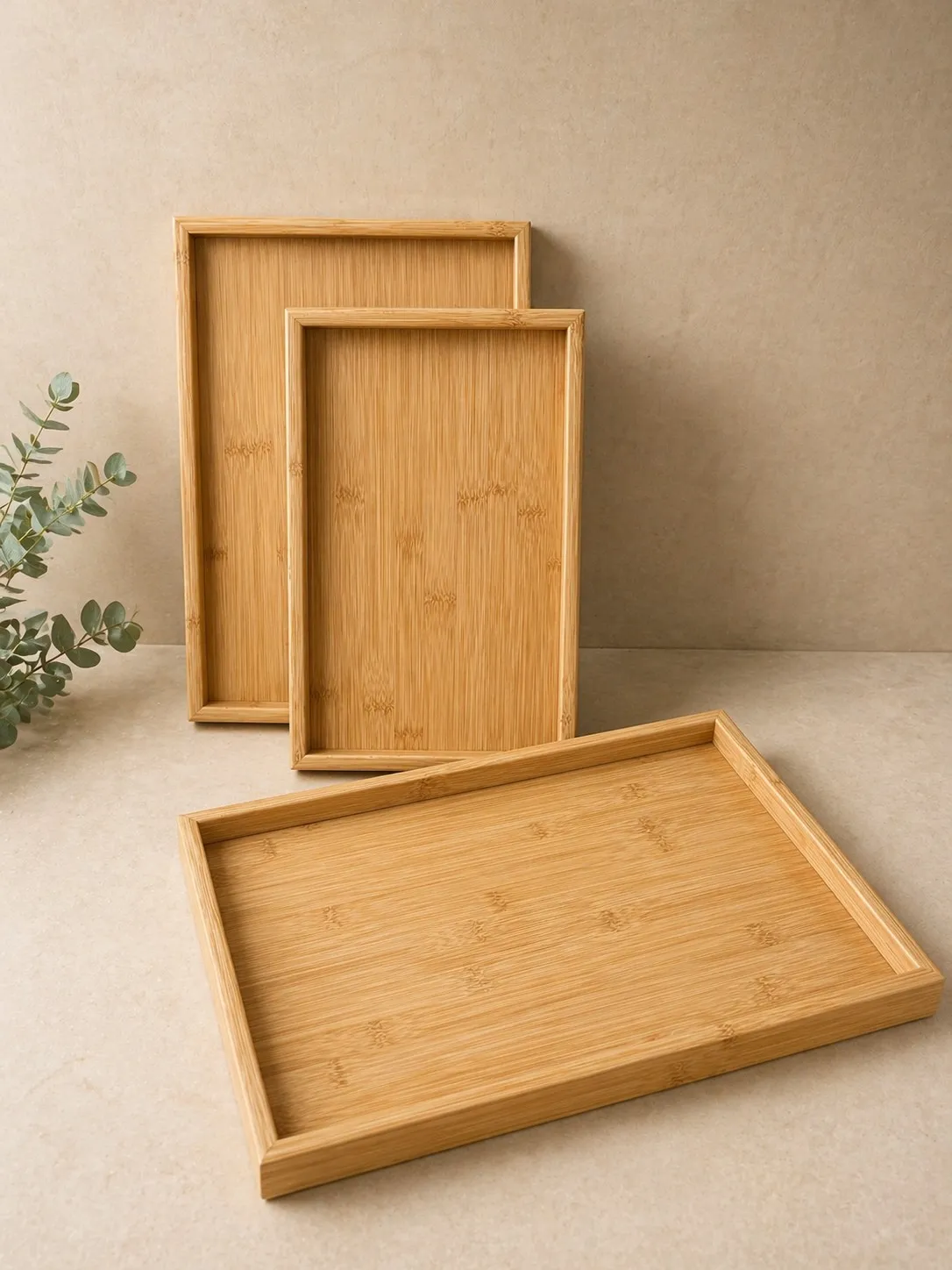 Set 3 Bandejas Bambu Mdf 40×30 cm - 35×25 cm 30×20 cm