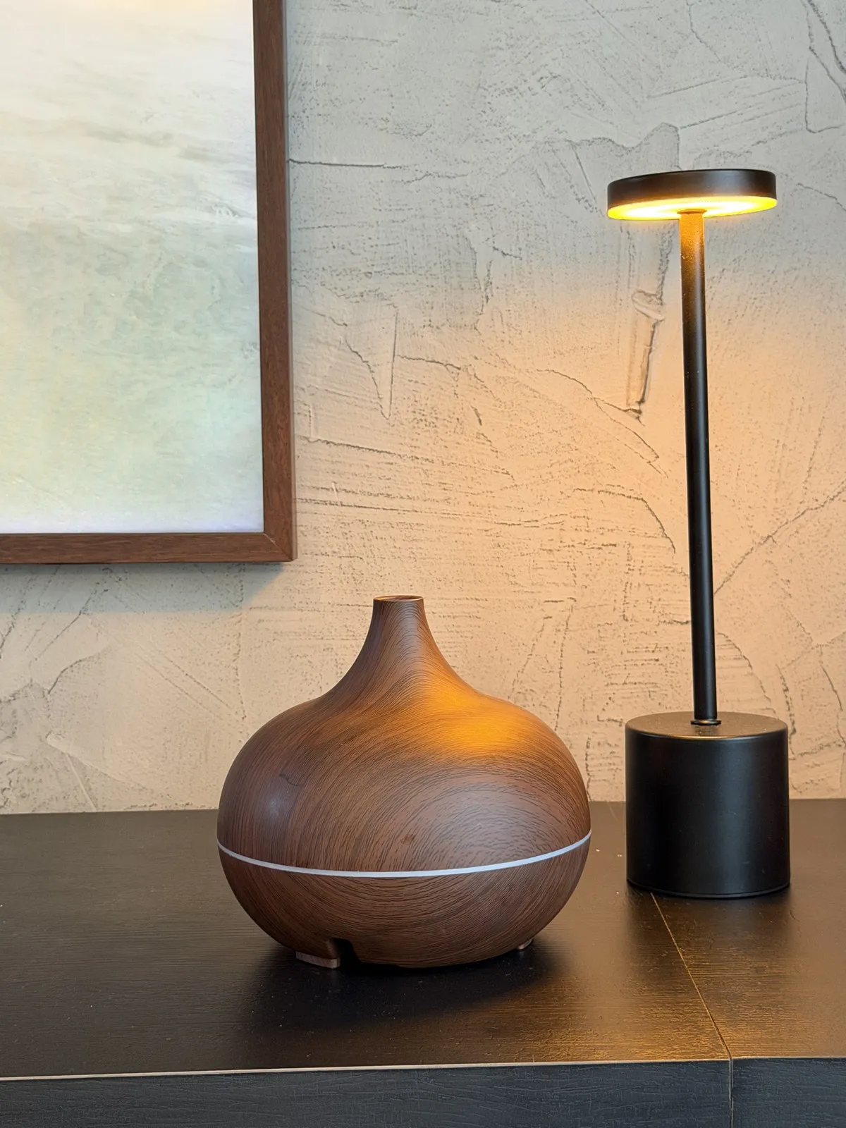 Humidificador Simil Madera Oscura USB 148×168 mm