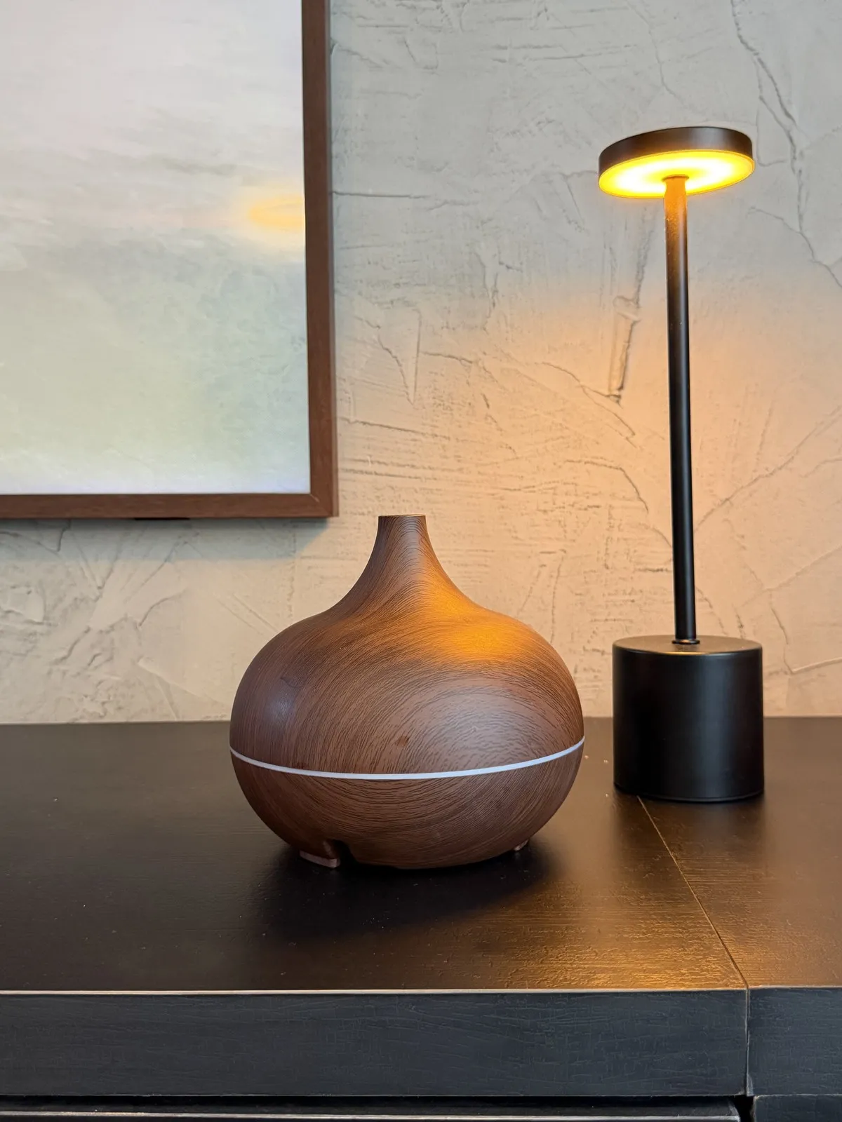 Humidificador Simil Madera Oscura USB 148×168 mm